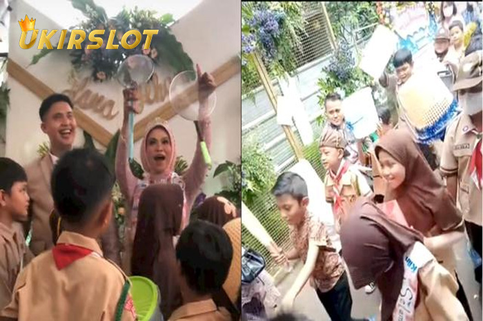 Ibu Guru Nikah, Rombongan Siswa SD Kompak Berseragam Pramuka Bawa Kado Perabotan Rumah Tangga