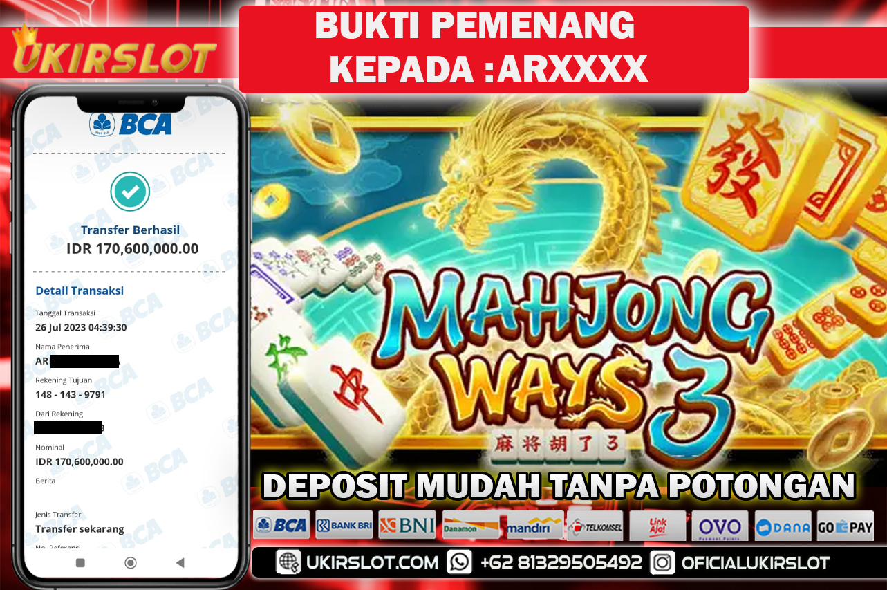 Bukti Kemenangan Bermain Slot Game Online Mahjong Ways3