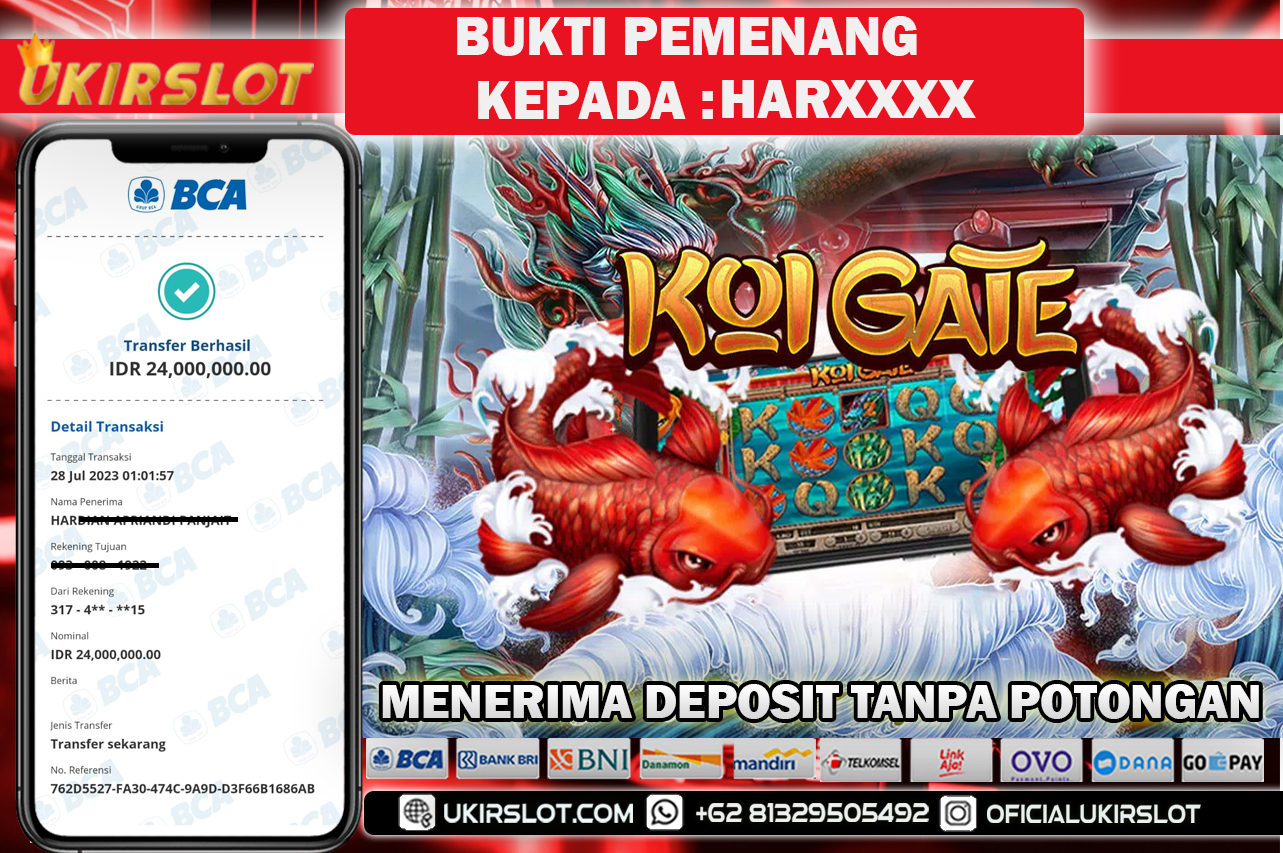 Bukti Kemenangan Bermain Slot Game Online HABANERO KOI GATE