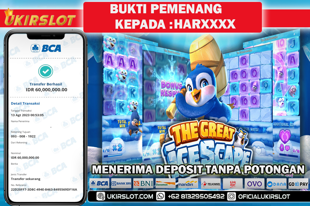 Bukti Kemenangan Bermain Slot Game Online the great icescape