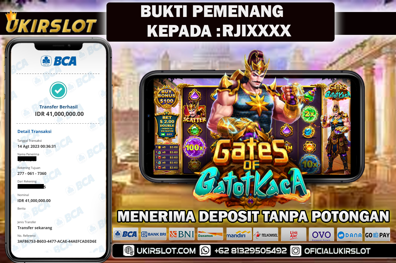 Bukti Kemenangan Bermain Slot Game Online GATES OF GATOT KACA