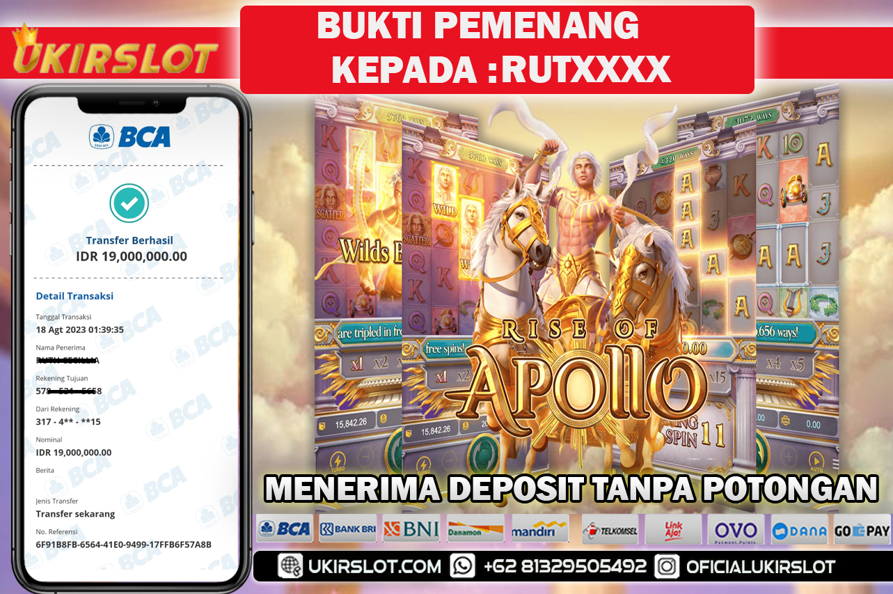 Bukti Kemenangan Bermain Slot Game Online RISE OF APLLO