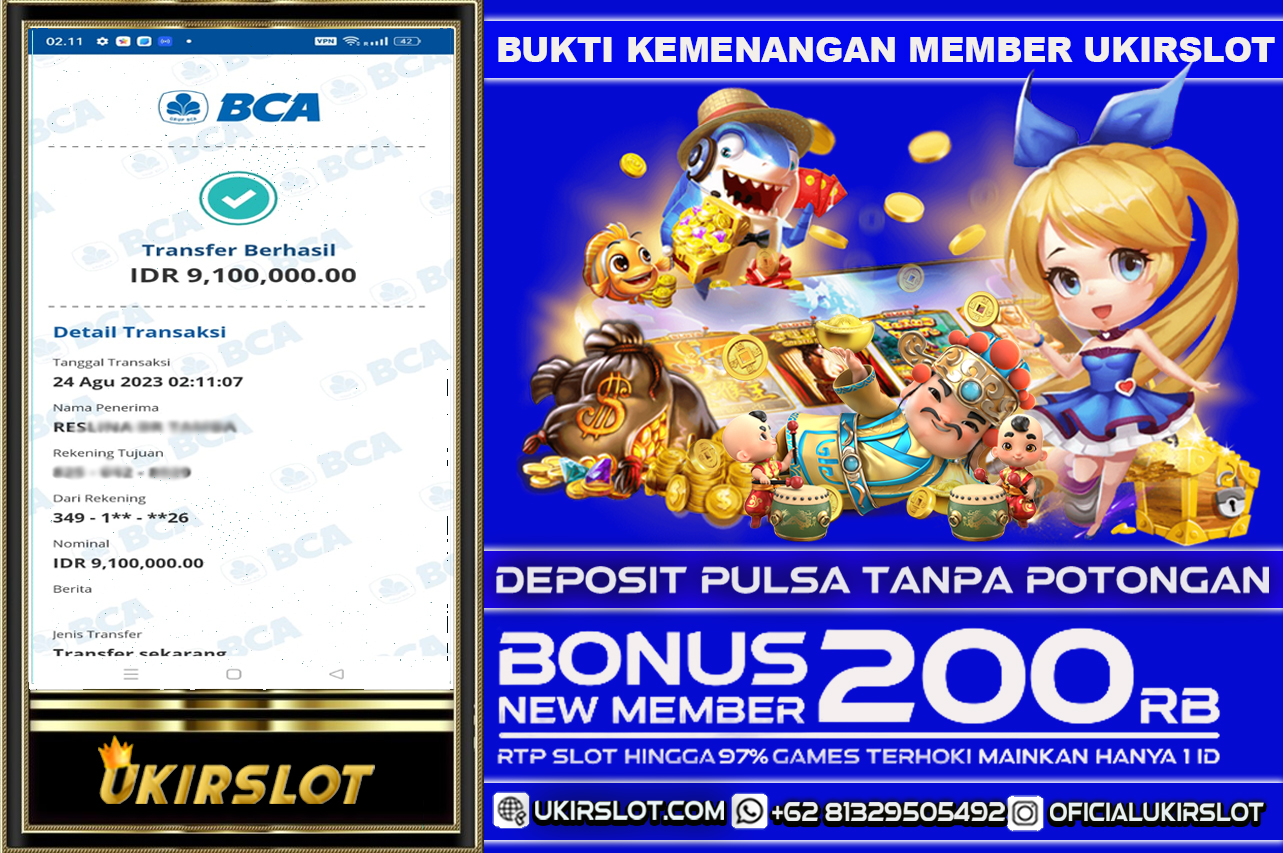 Bukti Transfer Kemenangan Bermain Slot Game