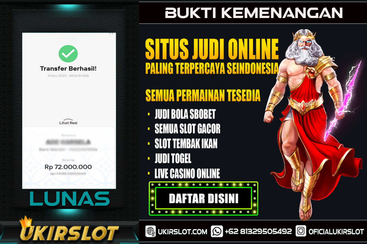 Bukti Kemenangan Bermain Slot Game Tanggal 14 November 2023