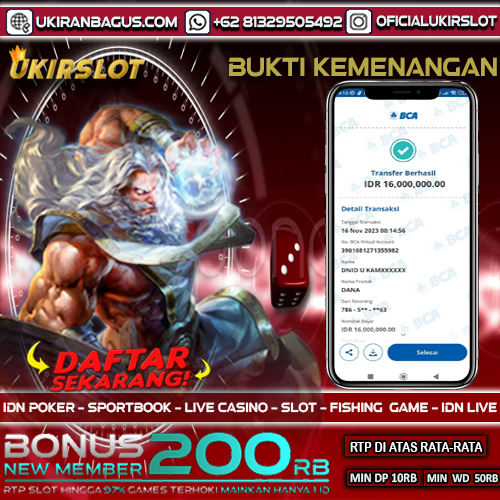 Bukti Kemenangan Bermain Slot Game Tanggal 16 November 2023