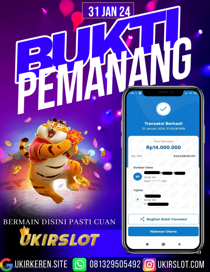 Bukti Kemenangan Slot Game Tanggal 31 Januari 2024