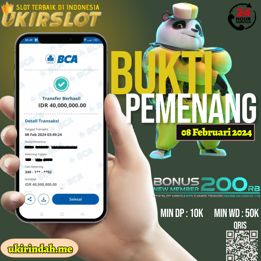 Bukti Kemenangan Slot Game Tanggal 08 Februari 2024