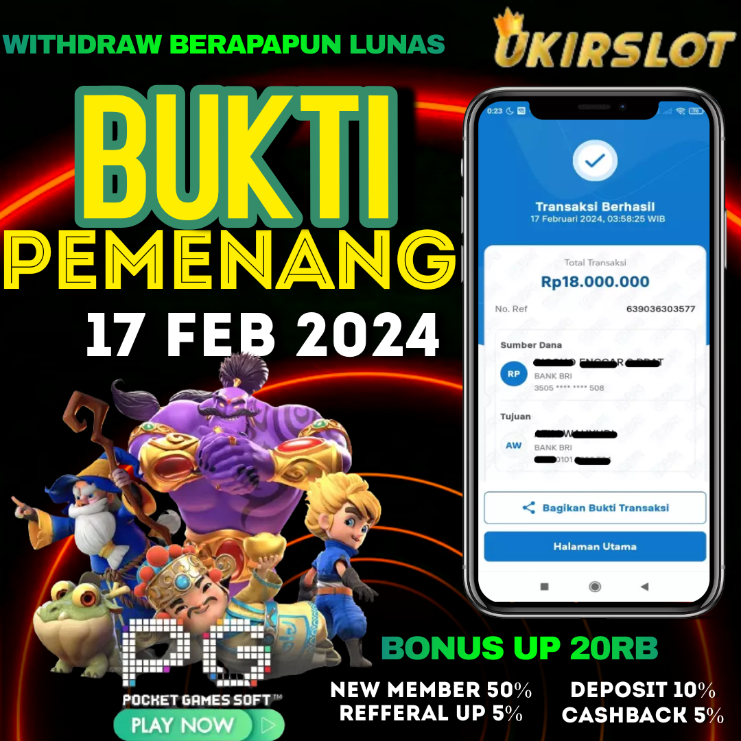 Bukti Kemenangan Slot Game Tanggal 17 Februari 2024