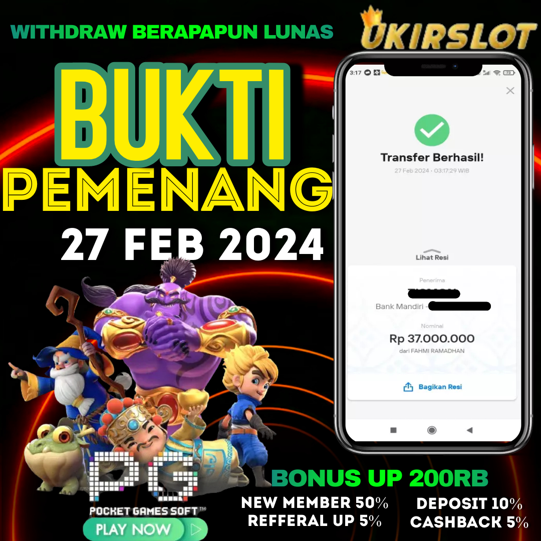 Bukti Kemenangan Slot Game Tanggal 27 Februari 2024