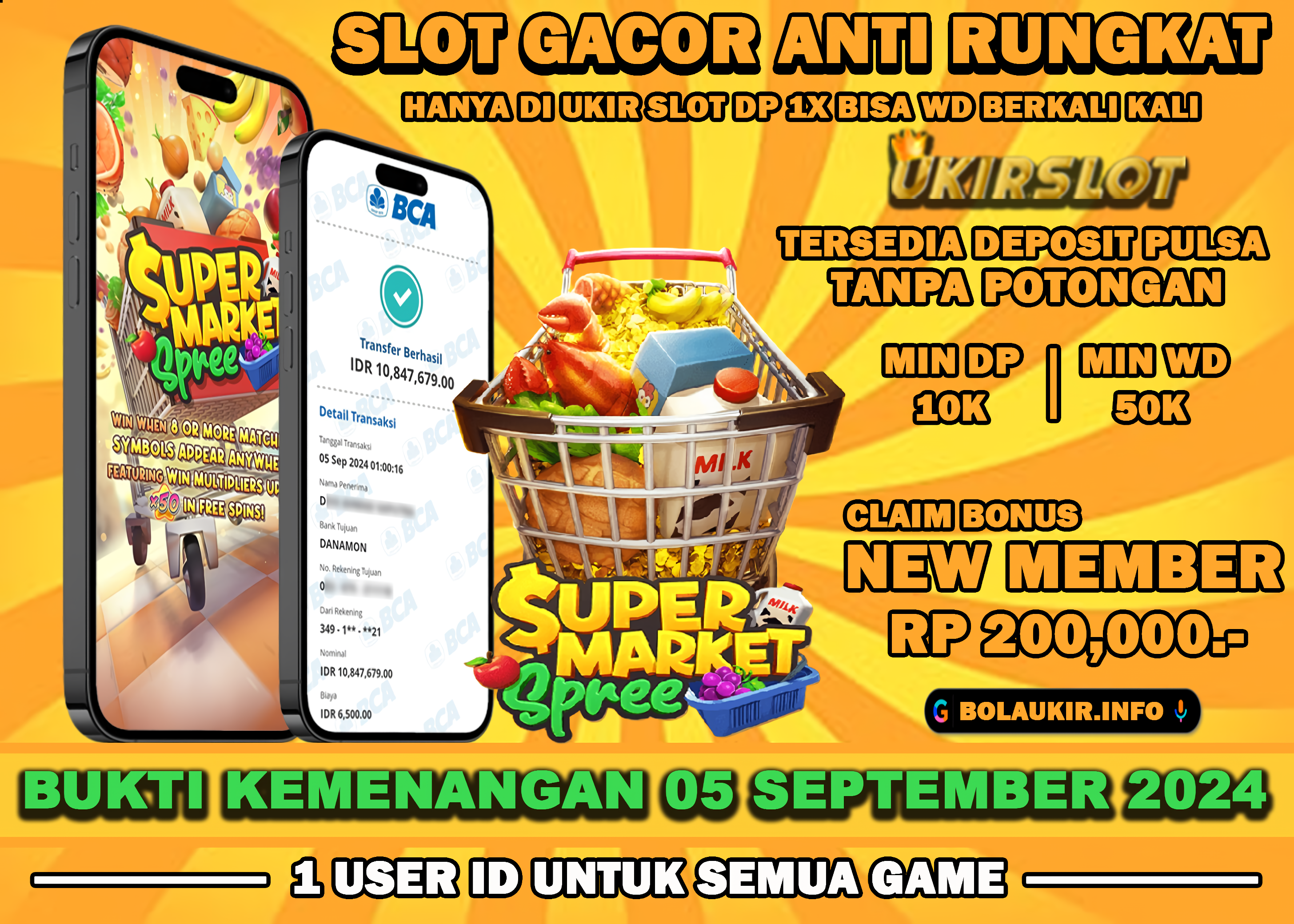 BUKTI KEMENANGAN TANGGAL 05 SEPTEMBER 2024. UKIRSLOT ADALAH SITUS BETINGAN ONLINE SLOT TERLENGKAP DAN TERPERCAYA NOMOR 1 DI INDONESIA.