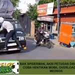 Bak Spiderman, Aksi Petugas Dishub Depok Coba Hentikan Mobil Overload Viral di Medsos