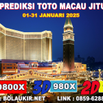 Prediksi Togel Toto Macau Jitu 03 JANUARI 2025